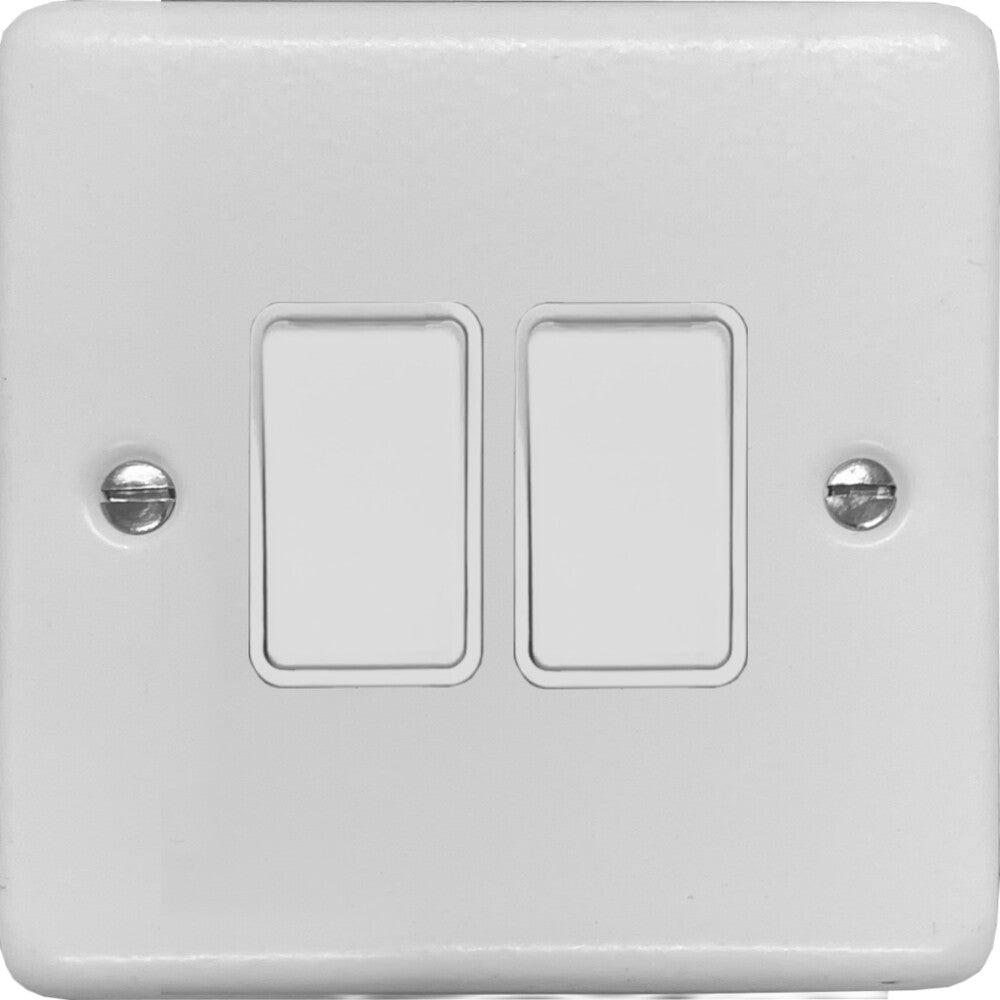 Contour Flat White 2 Gang 2 Way Switch
