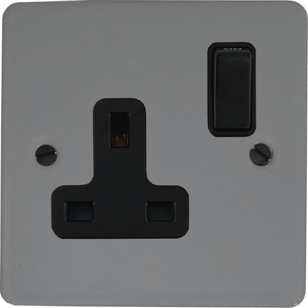 Flat Light Grey 1 Gang Switched Socket