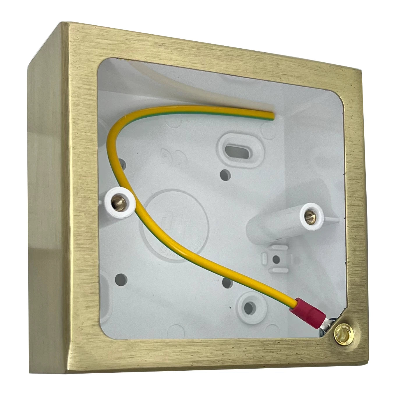 Single Satin Brass Pattress Box (44mm)