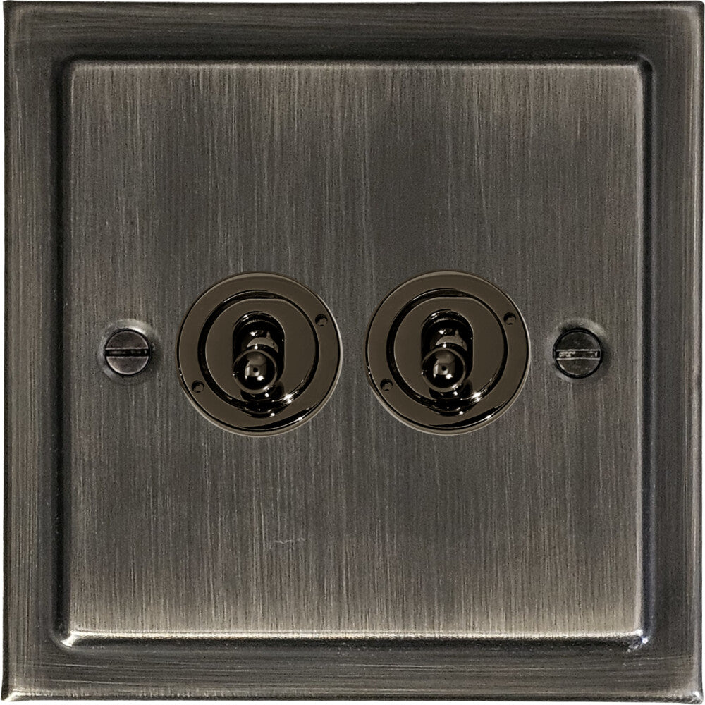 Victorian Antique Nickel 2 Gang Toggle (Black Nickel Toggle)