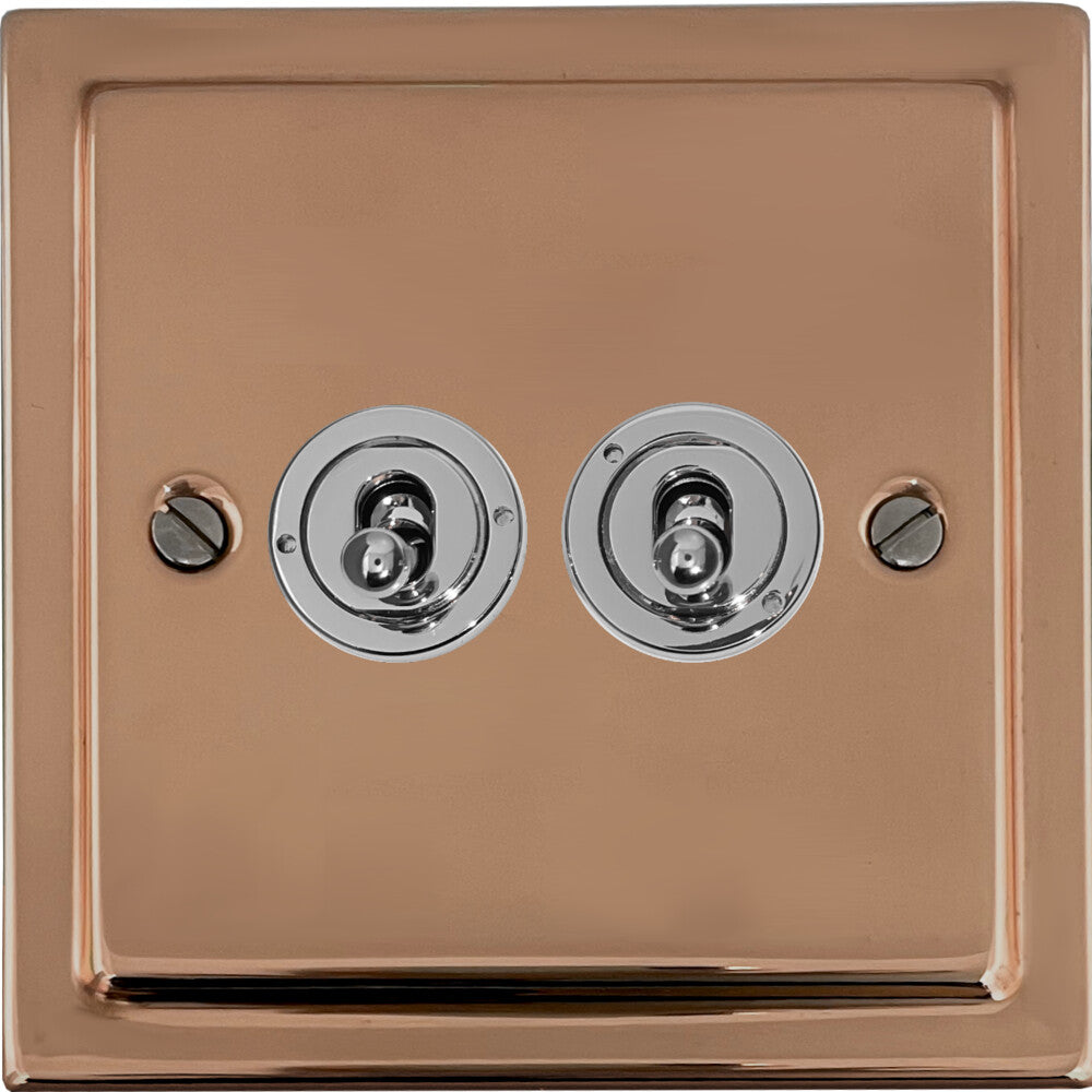 Victorian Polished Copper 2 Gang Toggle (Polished Chrome Toggle)