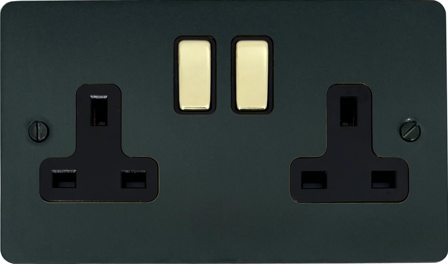 Flat Black Bronze 2 Gang Socket