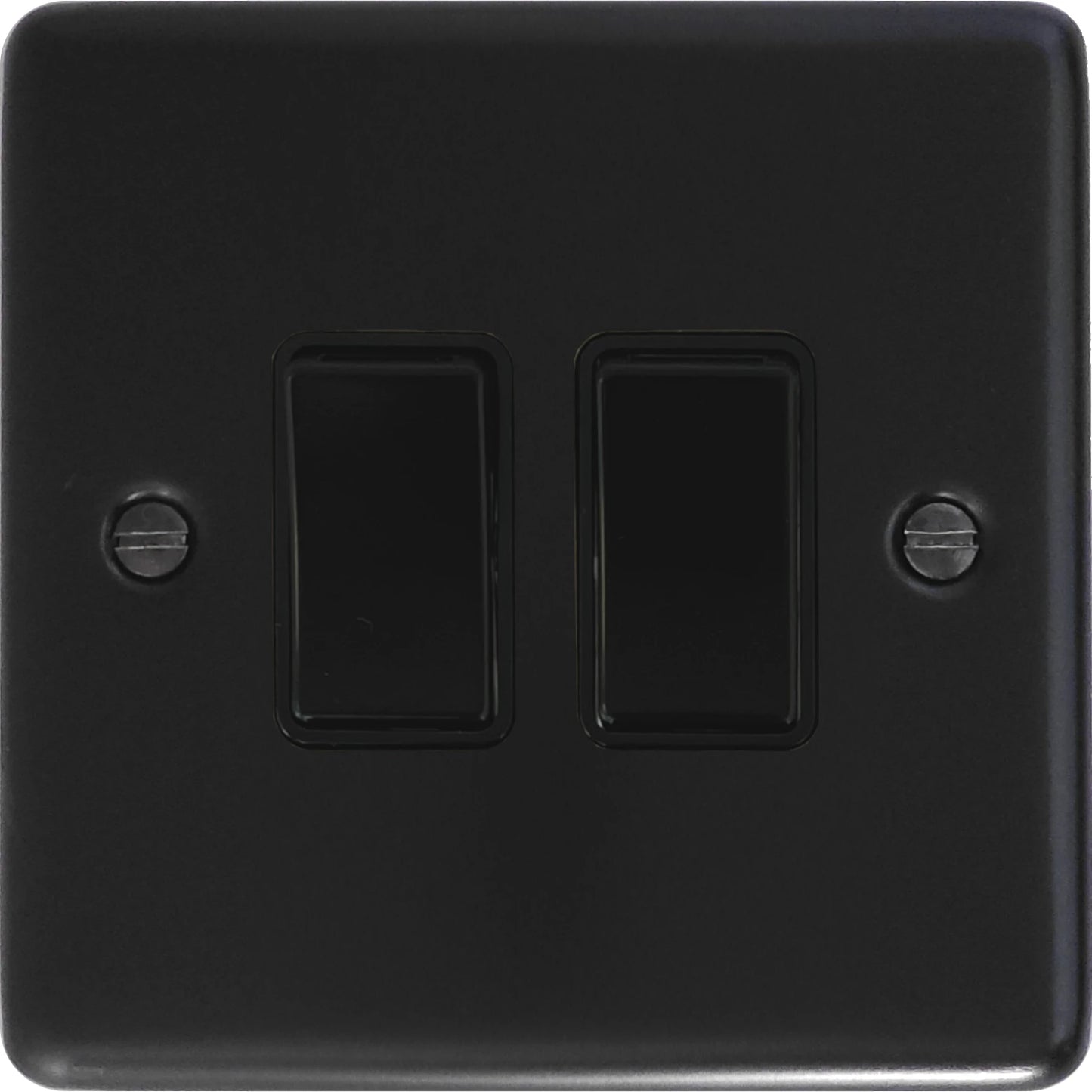 Contour Flat Black 2 Gang Switch (Black Switches)
