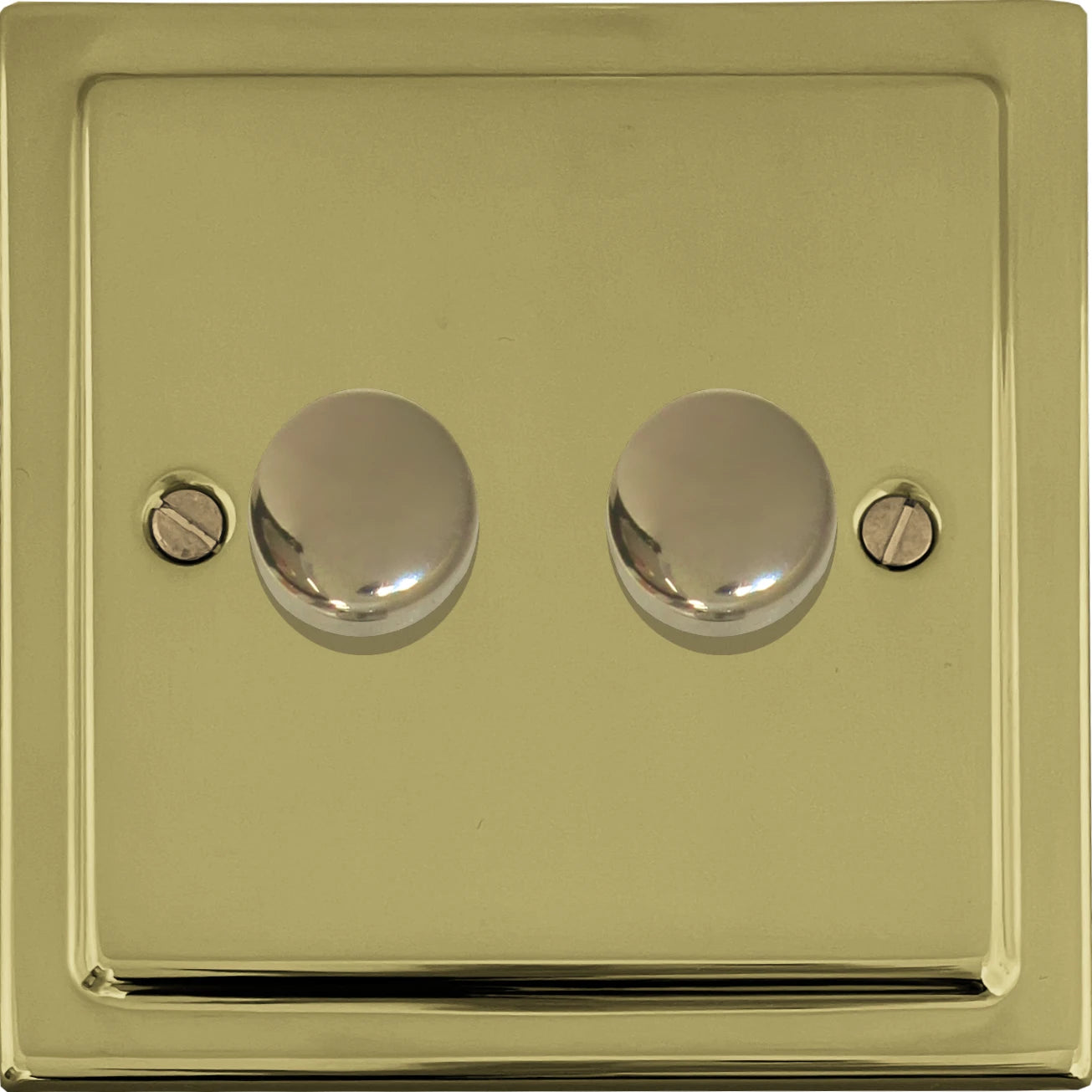 Victorian Polished Brass 2 Gang Dimmer LED