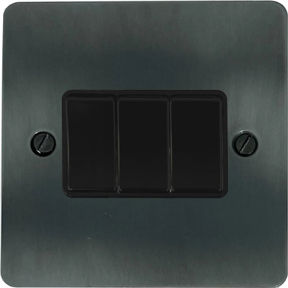Flat Slate Effect 3 Gang Switch