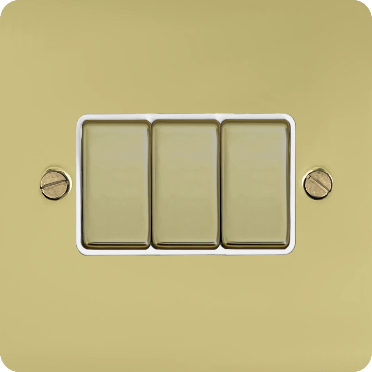 Flat Polished Brass 3 Gang Switch