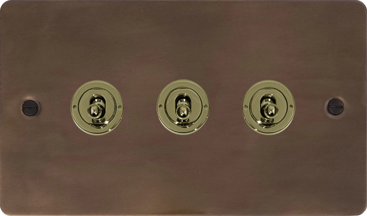 Flat Medium Bronze 3 Gang 2 Way Toggle