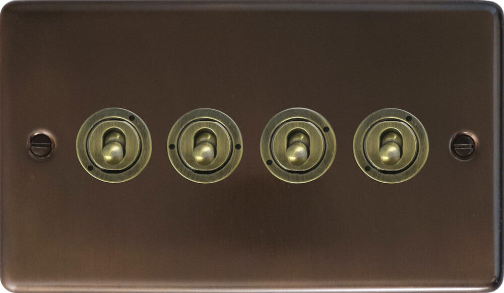 Contour Medium Bronze 4 Gang 2 Way Toggle
