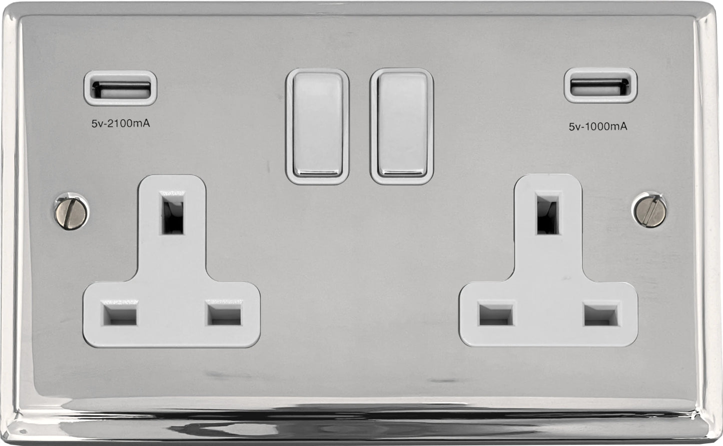 Deco Polished Chrome 2 Gang Usb Socket