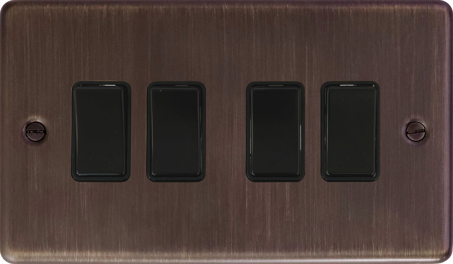 Contour Antique Copper 4 Gang Switch (Black Switch)