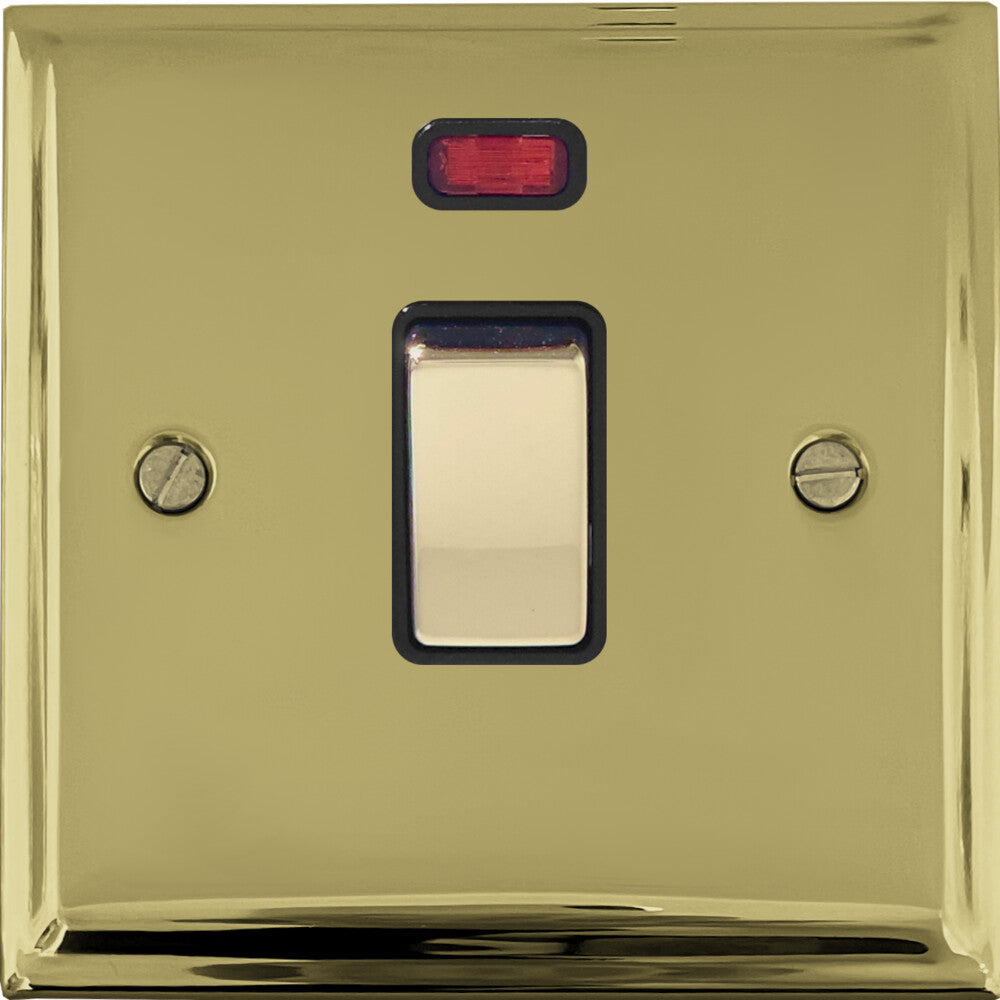 Deco Polished Brass 20 Amp Dp Switch & Neon