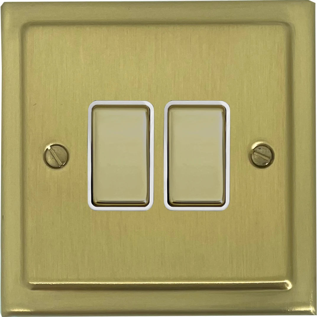 Victorian Satin Brass 2 Gang Switch