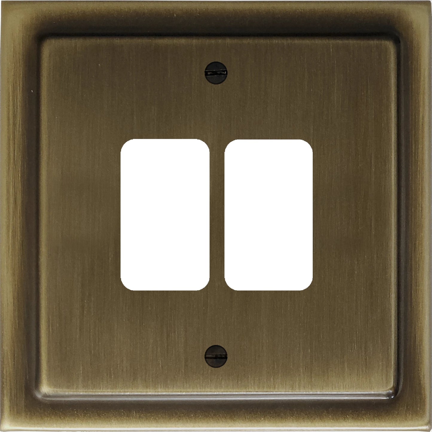 Victorian Antique Brass 2 Gang Grid Plate