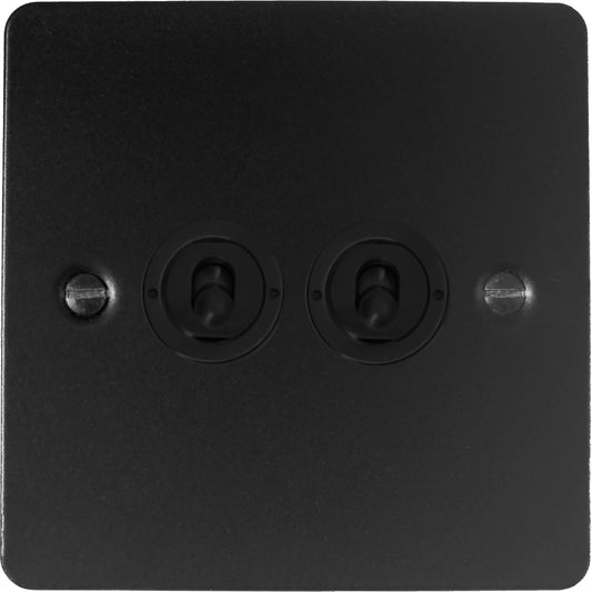 Flat Black 2 Gang Toggle Switch (Flat Black Toggle)