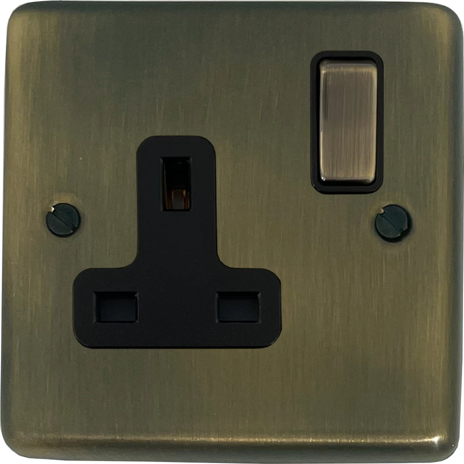 Contour Antique Brass 1 Gang Socket (Brass Switch)