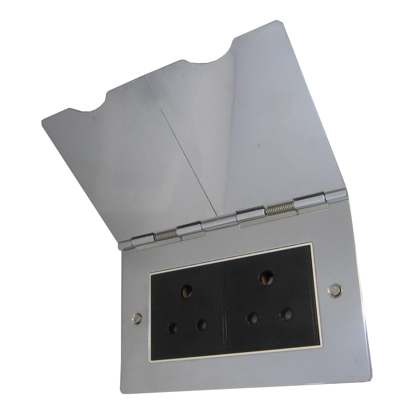 Two Gang 5 Amp Polished Chrome Floor Socket