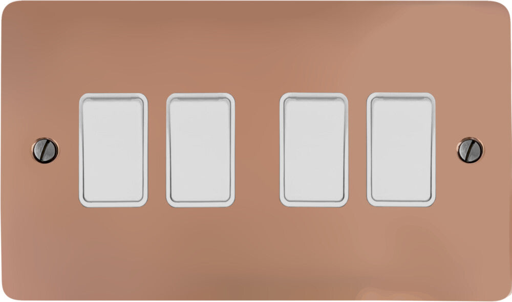 Flat Bright Copper 4 Gang 2 Way Switch