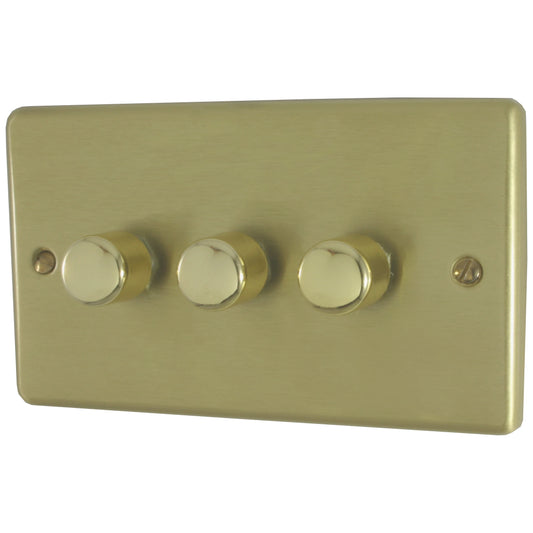 Contour Satin Brass 3 Gang LED Dimmer