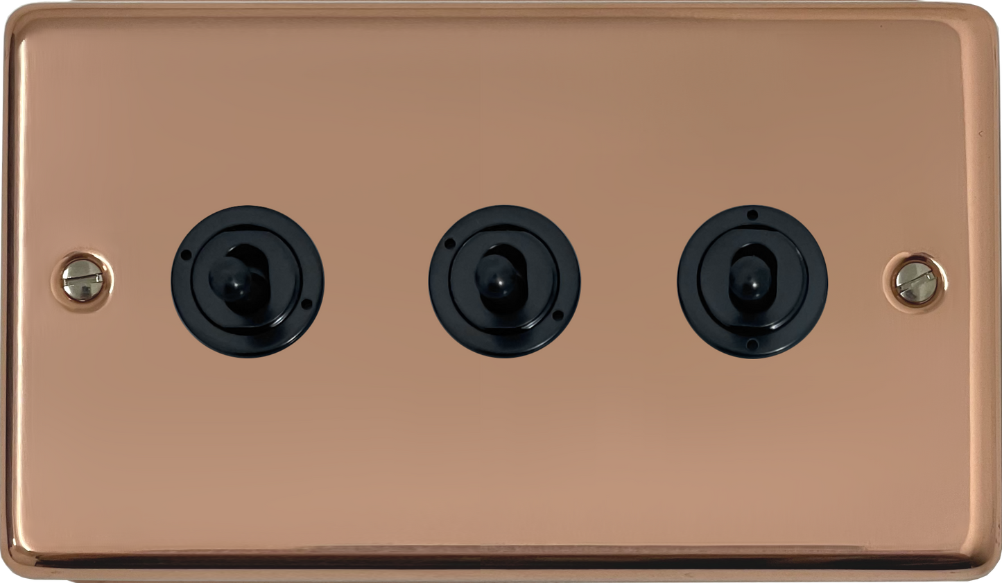 Contour Bright Copper 3 Gang Toggle (Matt Black Toggles)