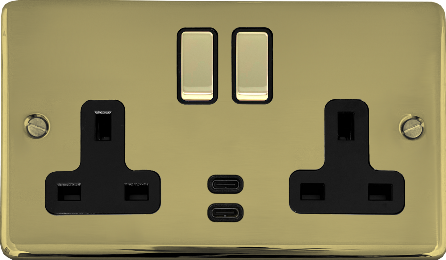 Contour Polished Brass 2 Gang USBC Socket