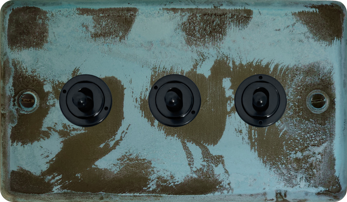 Contour Verdigris 3 Gang Toggle Switch ( Black Toggle)