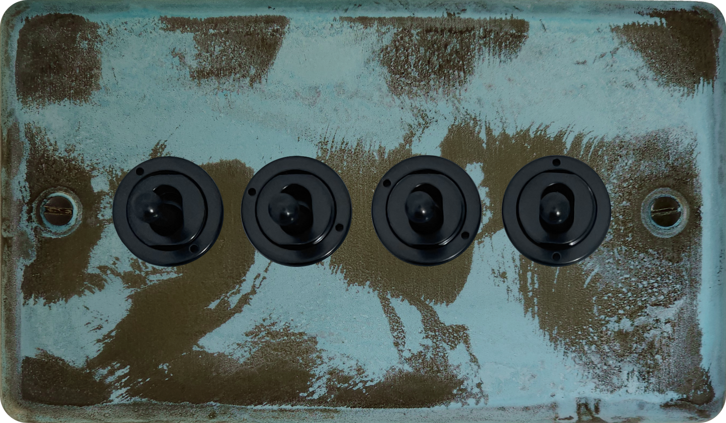 Contour Verdigris 4 Gang Toggle Switch (Black Toggle)