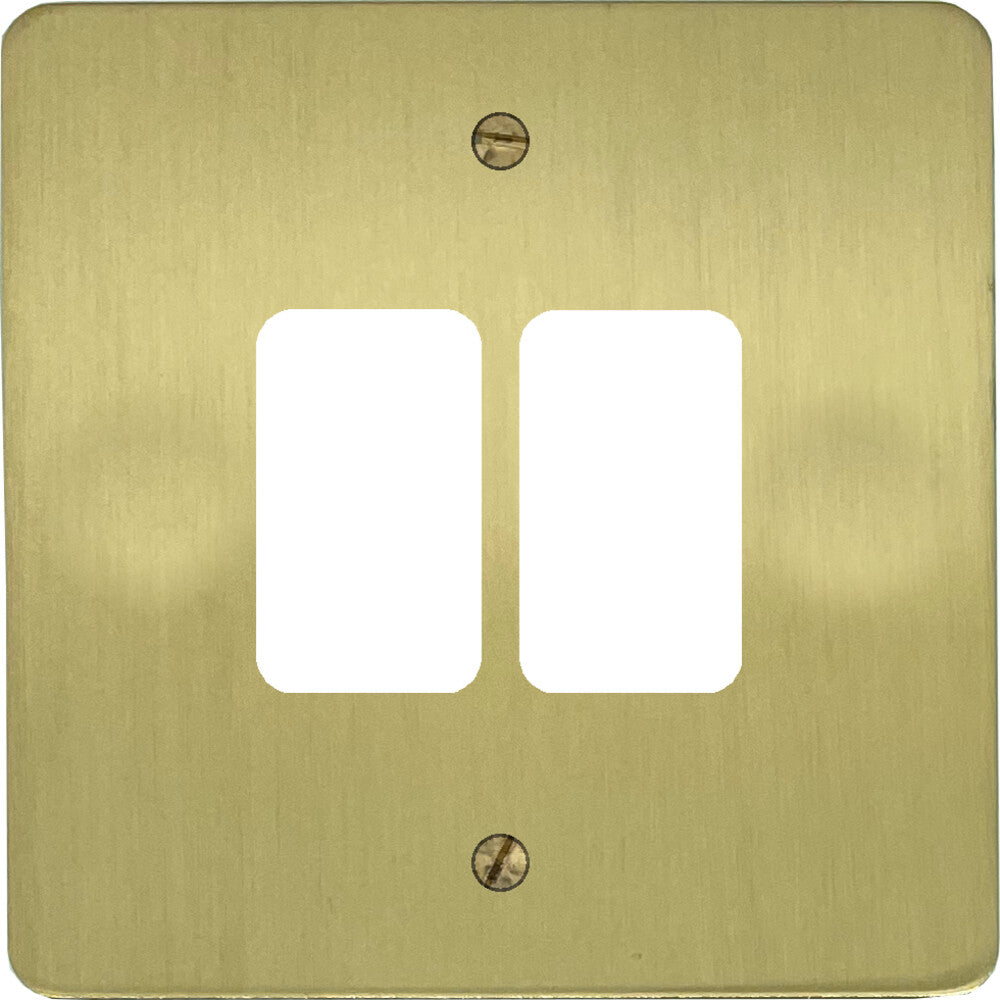 Flat Satin Brass 2 Gang Grid Plate