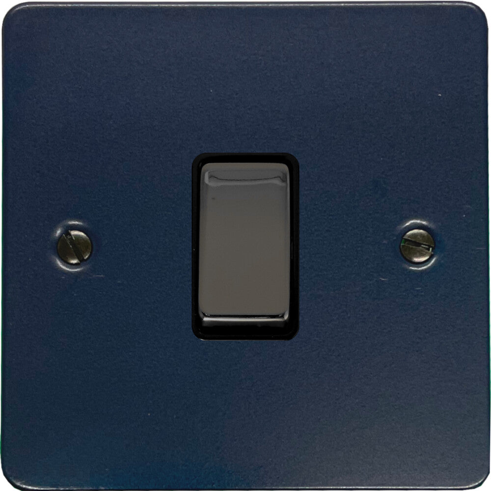 Flat Blue 1 Gang Switch (Black Nickel Switch/Black Insert)