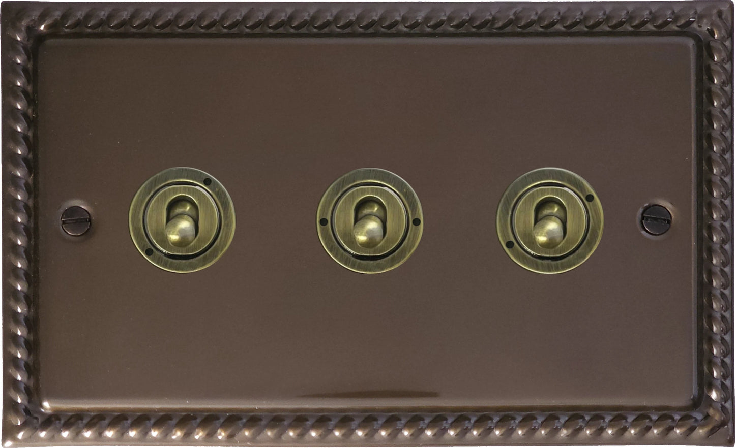 Georgian Medium Bronze 3 Gang 2 Way Toggle