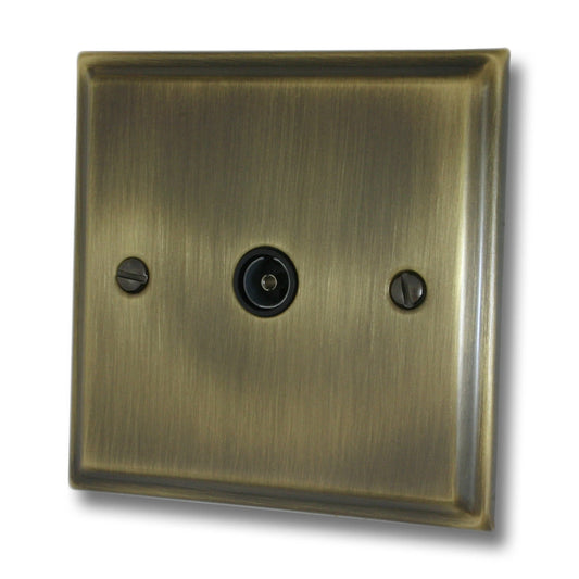 Deco Antique Brass 1 Gang Coax Point