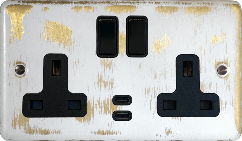 Contour Dover Bronze 2 Gang Socket with USBC