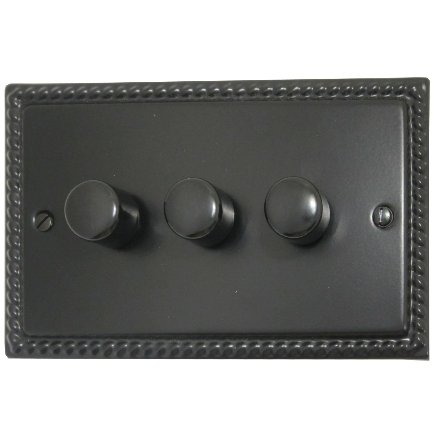 Georgian Flat Black 3 Gang Dimmer LED