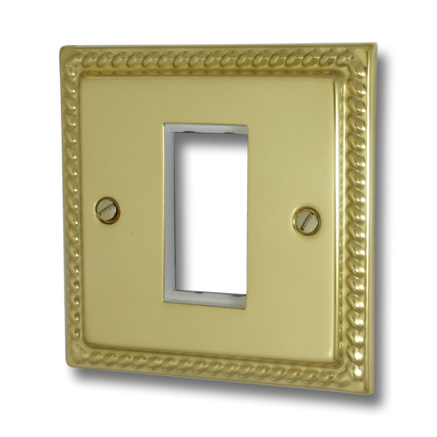 Georgian Polished Brass 1 Gang 1 Mod Plate& Frame