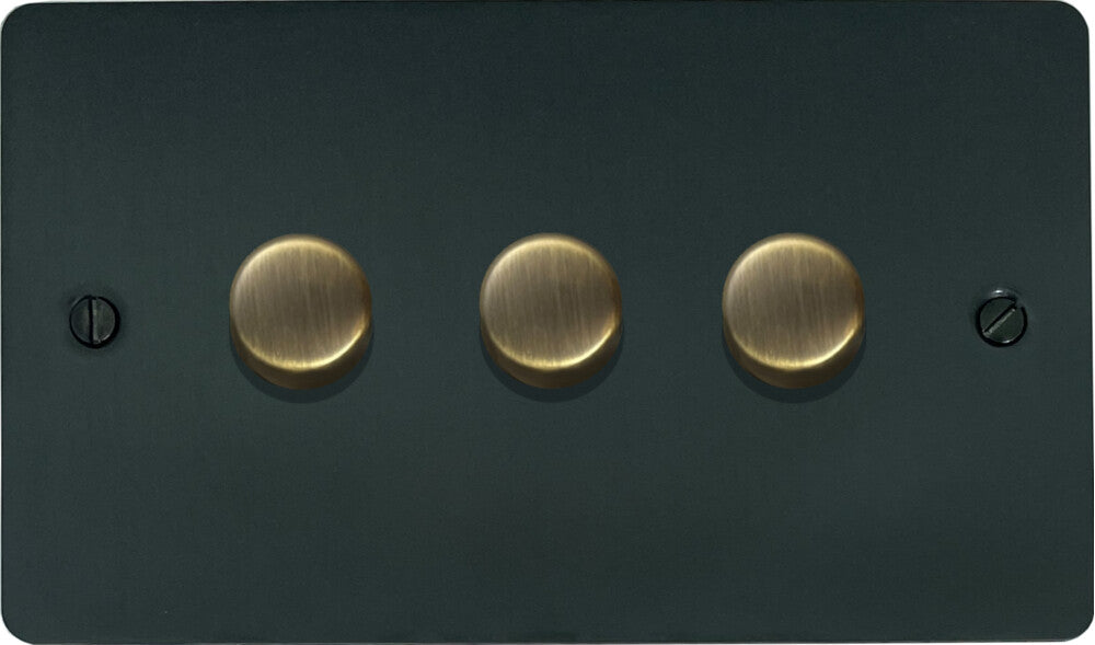 Flat Black Bronze 3 Gang LED Dimmer