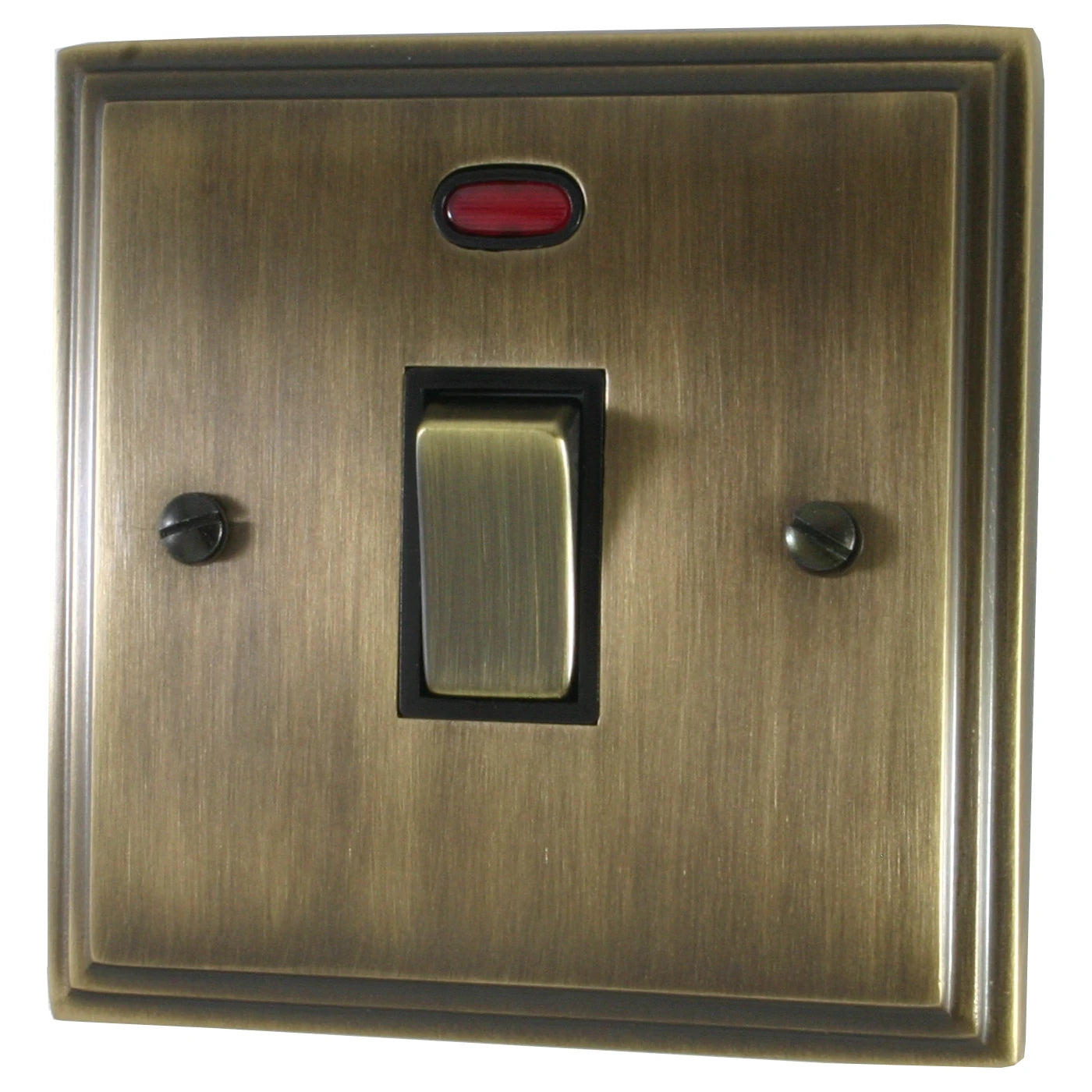 Victorian Antique Brass 20 Amp DP Switch with Neon (Brass Switch)