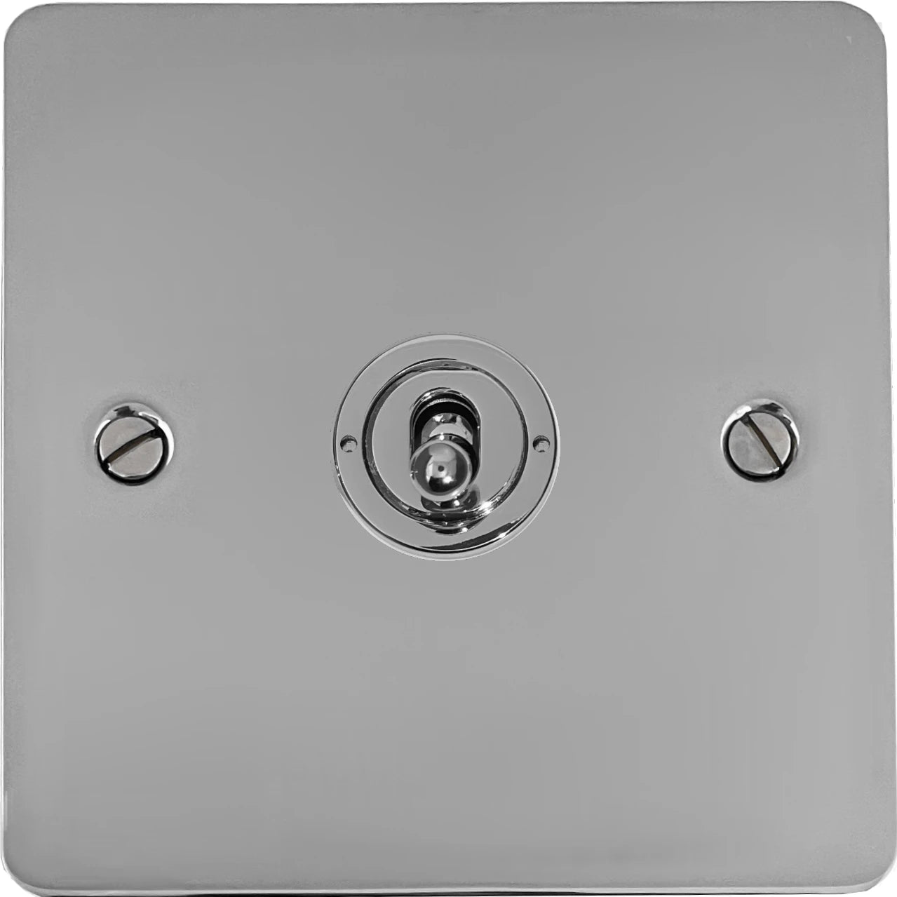 Flat Polished Chrome 1 Gang Toggle Switch