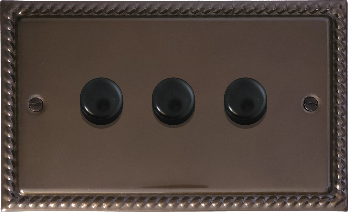 Georgian Medium Bronze 3 Gang LED Dimmer