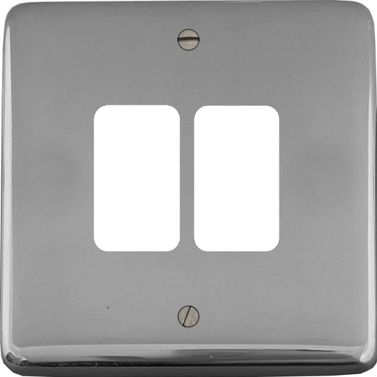 Contour Polished Chrome 2 Gang Grid Plate