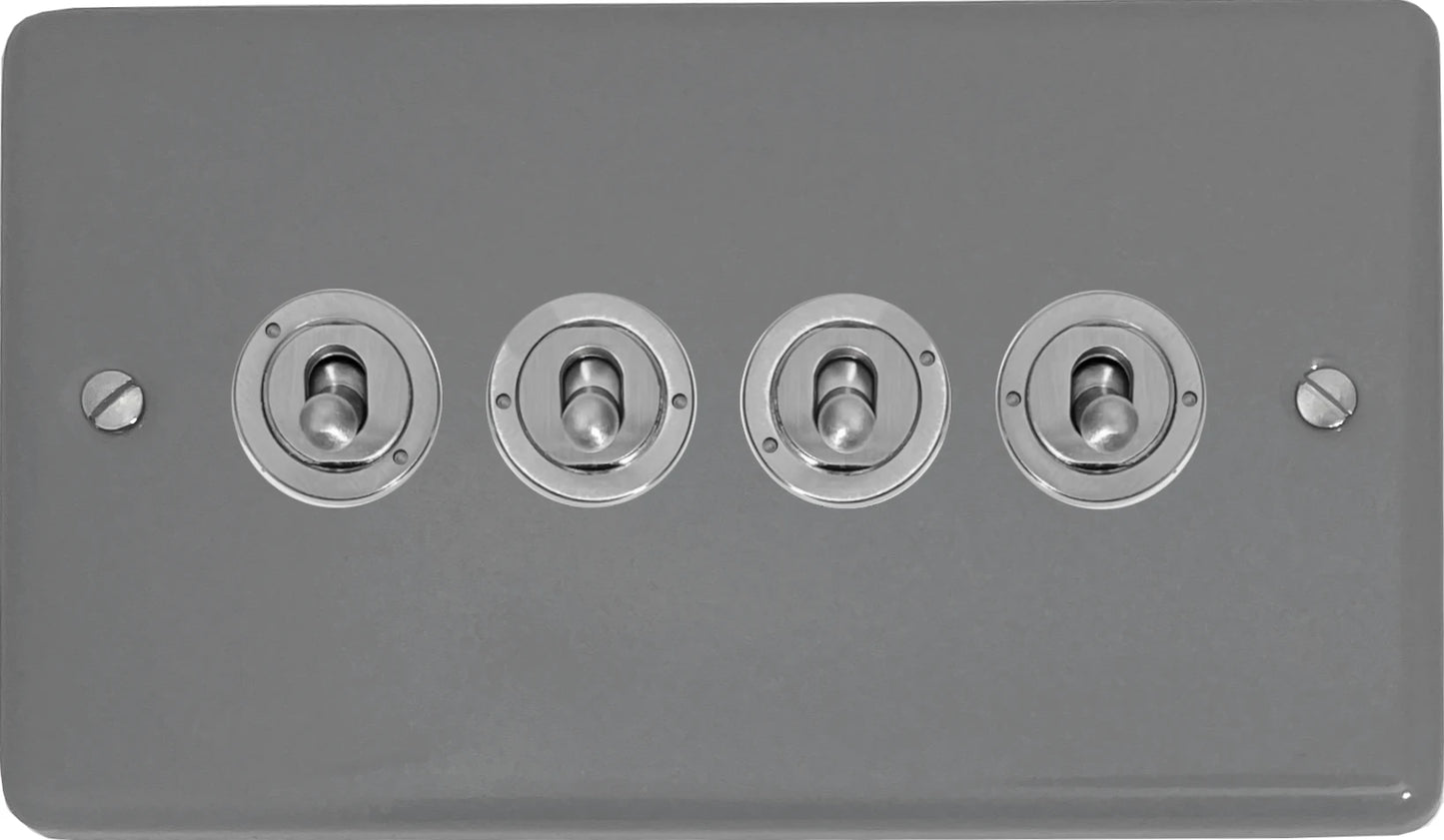Contour Light Grey 4 Gang Toggle (Brushed Steel Toggle)