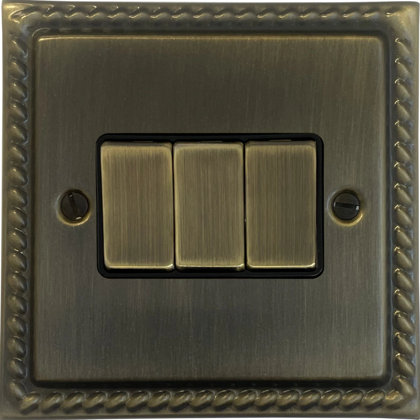 Georgian Antique Brass 3 Gang Switch (Brass Switches)
