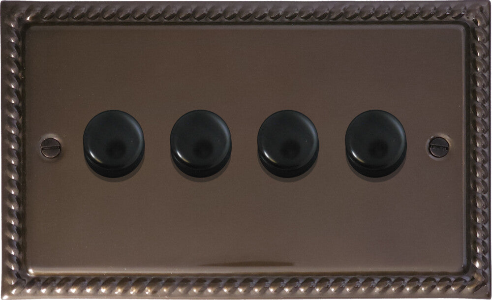 Georgian Medium Bronze 4 Gang LED Dimmer