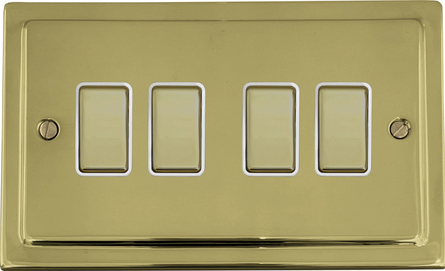 Victorian Polished Brass 4 Gang 2 Way Switch