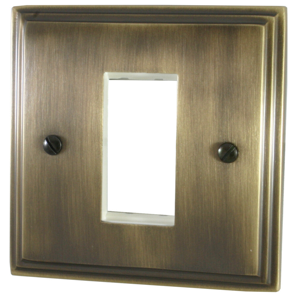 Victorian Antique Brass 1 Gang 1 Module Plate