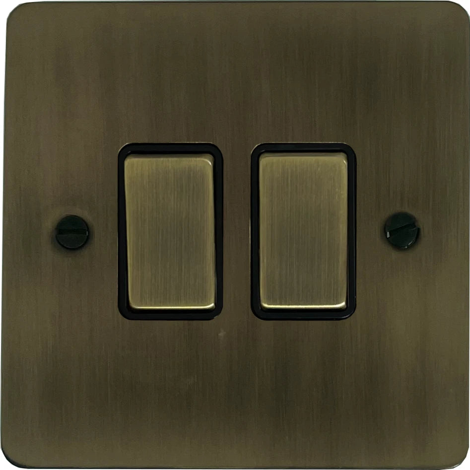 Flat Antique Brass 2 Gang Switch (Brass Switches)