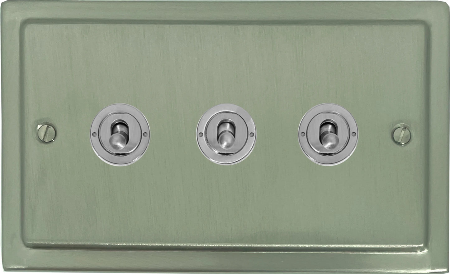 Victorian Satin Nickel 3 Gang Toggle (Brushed Steel Toggle)