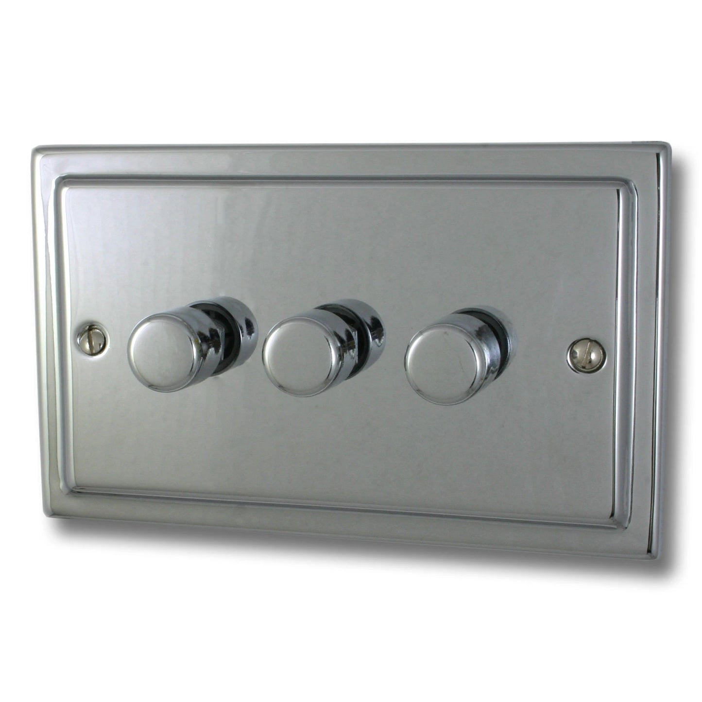 Victorian Polished Chrome 3 Gang 120W LED Dimmer