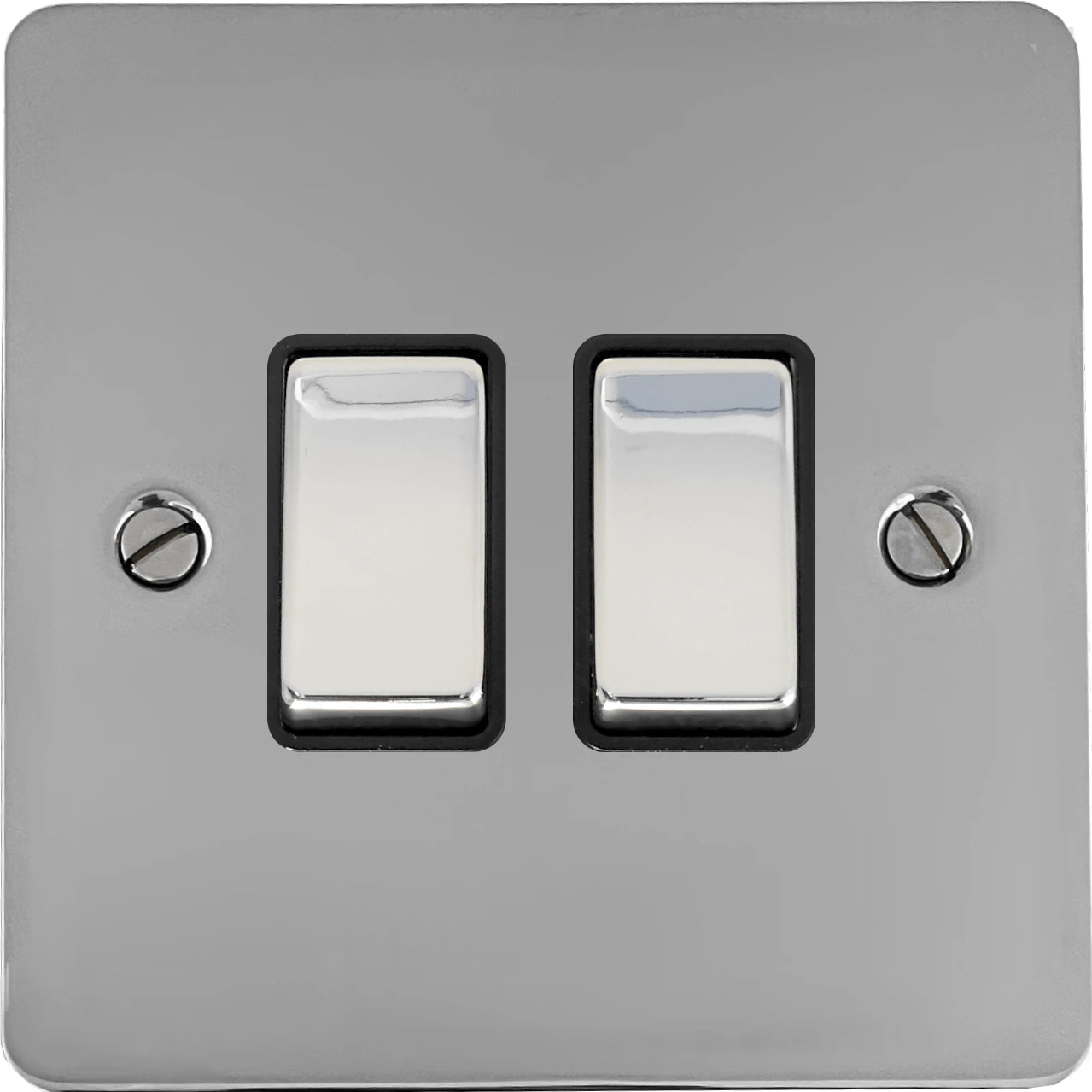 Flat Polished Chrome 2 Gang Switch