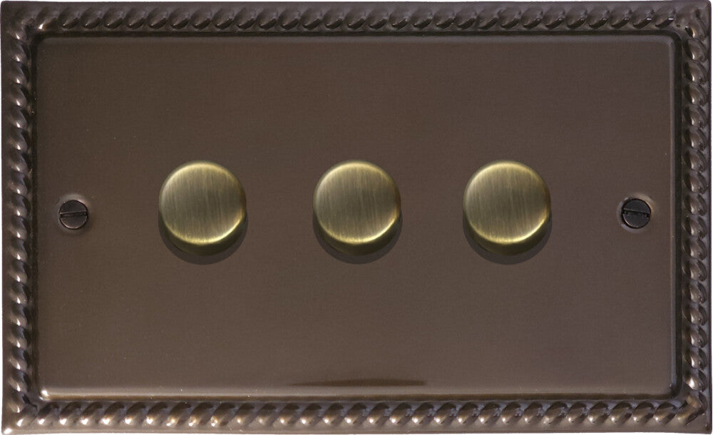 Georgian Medium Bronze 3 Gang LED Dimmer