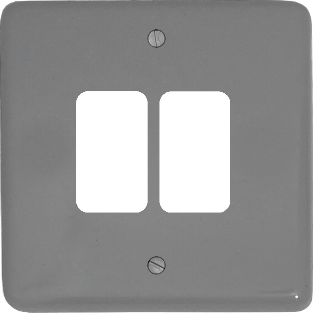 Contour Light Grey 2 Gang Grid Plate