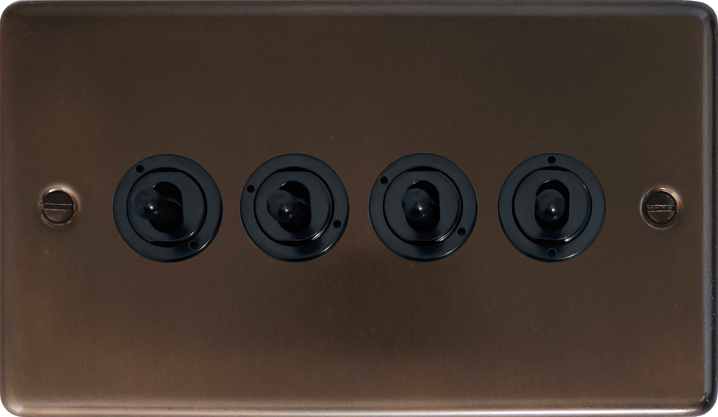 Contour Medium Bronze 4 Gang Toggle Switch (Black Toggle)